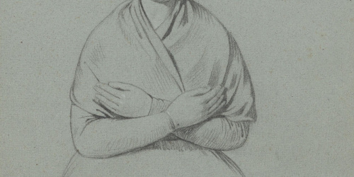 Claudi Lorenzale - Dona amb els braços creuats sobre el pit - Cap a 1860-1880 image for: Claudi Lorenzale - Dona amb els braços creuats sobre el pit - Cap a 1860-1880