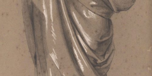 Claudi Lorenzale - Draperia (anvers) / Apunt de figura (revers) - Cap a 1850-1870 image for: Claudi Lorenzale - Draperia (anvers) / Apunt de figura (revers) - Cap a 1850-1870