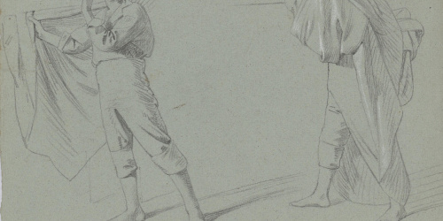 Claudi Lorenzale - Estudi de dues figures masculines - Cap a 1850-1870 image for: Claudi Lorenzale - Estudi de dues figures masculines - Cap a 1850-1870