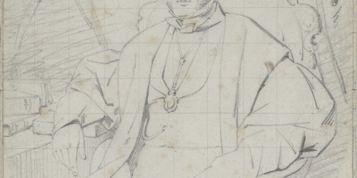 image for: Claudi Lorenzale - Retrat d'un jutge [?] amb toga i birret - Cap a 1860-1880