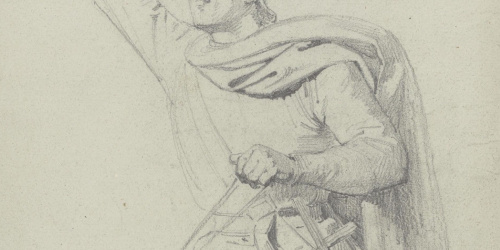Claudi Lorenzale - Estudi de soldat de cavalleria saludant amb un mocador i estudi de la mà - Cap a 1850-1870 image for: Claudi Lorenzale - Estudi de soldat de cavalleria saludant amb un mocador i estudi de la mà - Cap a 1850-1870
