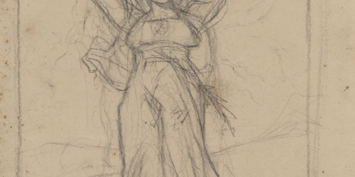 image for: Antoni Caba - Dafne (anvers) / Estudi de figura femenina al·legòrica (revers) - Cap a 1860-1880