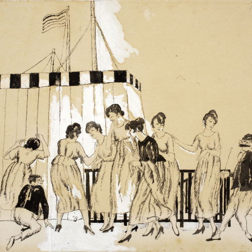 Xavier Nogués - Costums barcelonines. Mirar el món per un forat - 1914