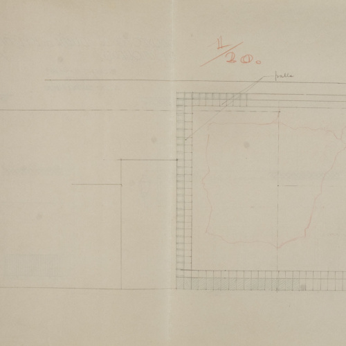 Xavier Nogués - Croquis d&#039;una paret i distribució dels plafons de rajoles amb un mapa d&#039;Espanya i un altre de Catalunya (anvers i revers) Projecte per a la decoració mural no realitzada de duana... - 1937 [1]