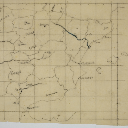 Xavier Nogués - Calc d&#039;un mapa d&#039;Espanya. Projecte per a la decoració mural no realitzada de duana als límits de la Jonquera - 1937