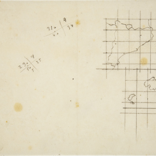 Xavier Nogués - Calc d&#039;un mapa de Catalunya i les illes Balears. Projecte per a la decoració mural no realitzada de duana als límits de la Jonquera - 1937