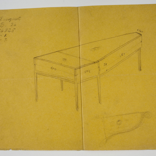 Xavier Nogués - Projecte no realitzat per a la decoració d&#039;un piano de cua (anvers) / Croquis inconcret (revers) - Segon quart del segle XX