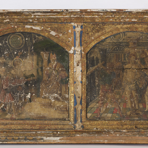 image for: Anònim. Catalunya - La Flagel·lació i Crist davant Caifàs [predel·la d&#039;Estamariu] - Entre 1550-1575
