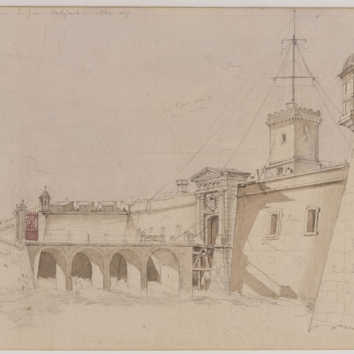 image for: Adolphe Hedwige Alphonse Delamare - Entrada al Castell de Montjuïc - Octubre 1827