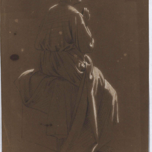 image for: Claudi Lorenzale - Home vestit amb hàbit i assegut sobre un pedrís - Cap a 1850-1870
