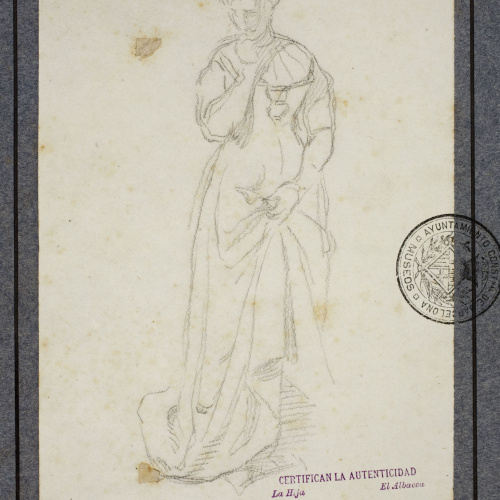 image for: Eduardo Rosales - Figura femenina amb vestit d&#039;època - Cap a 1870