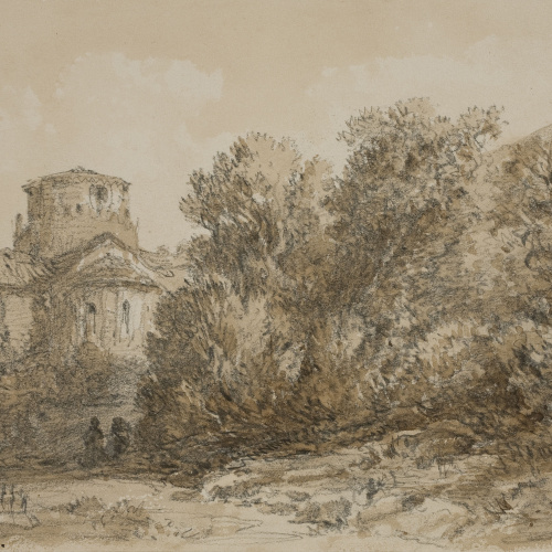 image for: Lluís Rigalt - Paisatge amb una ermita romànica - Gener de 1874