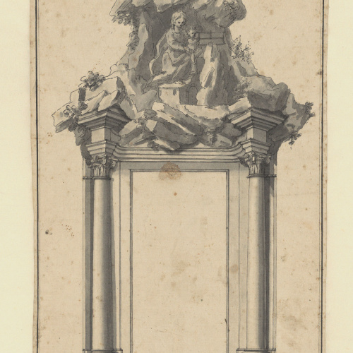 image for: Tomasso de Marchis - Croquis de la porta i sobreporta de l&#039;església de Montserrat a Roma - 1726