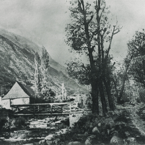 image for: Josep Maria Casals i Ariet - Paisatge amb riu i pont - No datat