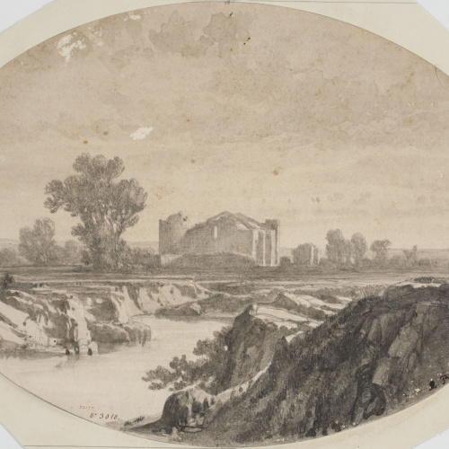 image for: Lluís Rigalt - Paisatge amb un edifici en ruïnes - Cap a 1840-1850