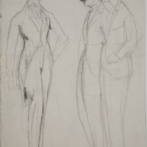 image for: Ismael Smith - Esbossos del retrat d&#039;Enric Granados (anvers) / Esbós del retrat d&#039;Enric Granados i altres personatges (revers) - Cap a 1917 [1]