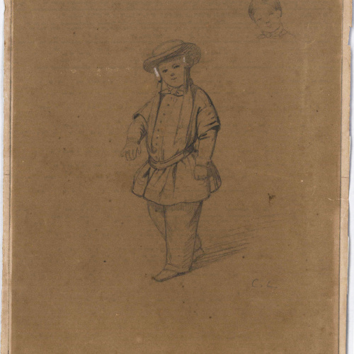 image for: Claudi Lorenzale - Retrat de nen i estudi de cap - Cap a 1860-1880