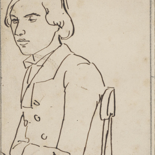 image for: Claudi Lorenzale - Retrat d&#039;home assegut en una cadira - Cap a 1840-1850