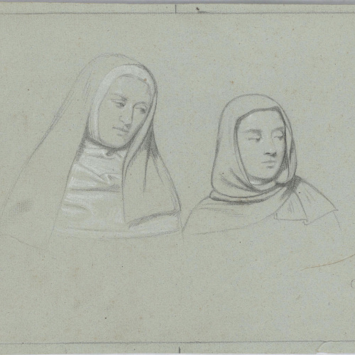 Claudi Lorenzale - Retrat de dues religioses - Cap a 1850-1870 image for: Claudi Lorenzale - Retrat de dues religioses - Cap a 1850-1870