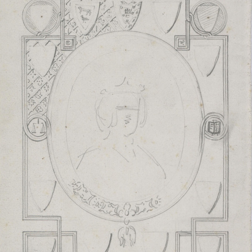 Claudi Lorenzale - Projecte de marc per al retrat de la reina Isabel II - Cap a 1860-1870 image for: Claudi Lorenzale - Projecte de marc per al retrat de la reina Isabel II - Cap a 1860-1870