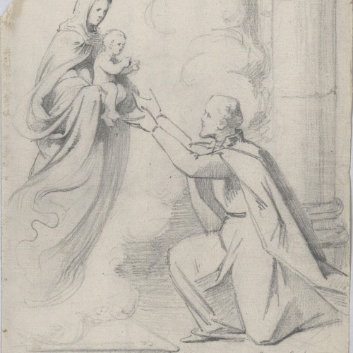 Claudi Lorenzale - Aparició de la Mare de Déu amb el Nen a sant Gaietà - Cap a 1850-1870 image for: Claudi Lorenzale - Aparició de la Mare de Déu amb el Nen a sant Gaietà - Cap a 1850-1870