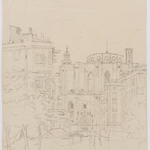 image for: Adolphe Hedwige Alphonse Delamare - Santa Maria del Mar des del Passeig Nou o de l’Esplanada a Barcelona - 1826