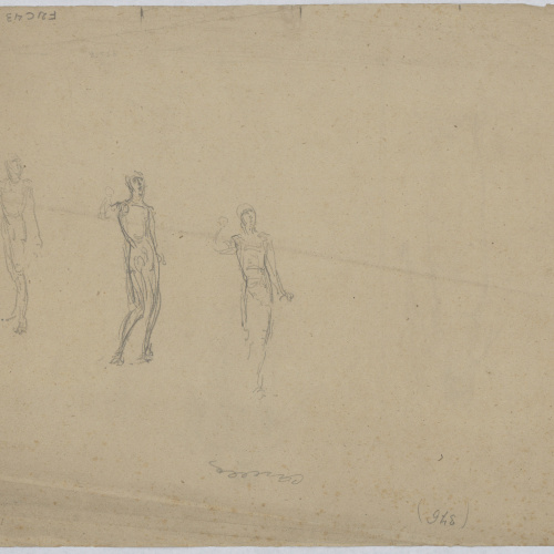 image for: Antoni Utrillo - Estudi amb la Mare de Déu de la Mercè i santa Eulàlia (anvers) / Croquis de figures (revers) - Cap a 1900-1906 [1]