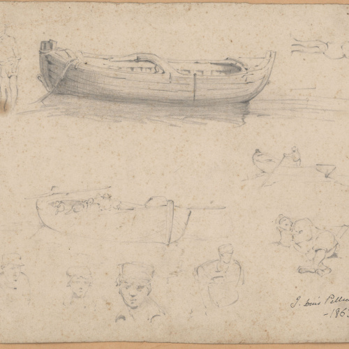 image for: Josep Lluís Pellicer - Apunt de barques i figures - 1863