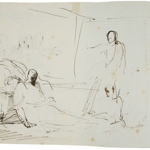 image for: Eduardo Rosales - Estudi per al quadre «Mort de Lucrècia» (anvers) / Estudi per al quadre «Mort de Lucrècia» (revers) - Cap a 1866 [1]
