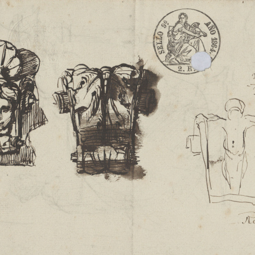 Eduardo Rosales - Mènsules. Estudis per a portada de «La Ilustración Española y Americana» (anvers) / Apunt per a la portada de «La Ilustración Española y Americana» (suplement de desembre... - Cap a 1871 image for: Eduardo Rosales - Mènsules. Estudis per a portada de «La Ilustración Española y Americana» (anvers) / Apunt per a la portada de «La Ilustración Española y Americana» (suplement de desembre... - Cap a 1871