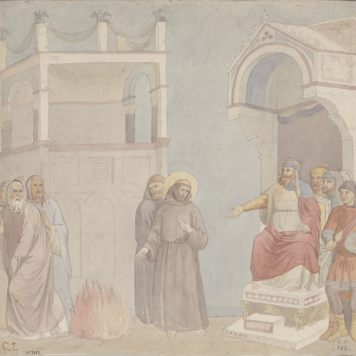 image for: Claudi Lorenzale - Sant Francesc davant del sultà. Còpia de la pintura de Giotto a la basílica de Sant Francesc d&#039;Assís - Cap a 1839 -1840