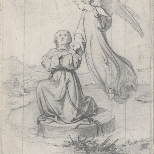 image for: Claudi Lorenzale - Santa Cristina reconfortada per un àngel (anvers) / Àngel (revers) - Cap a 1850-1870