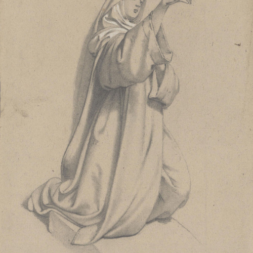 image for: Claudi Lorenzale - Santa agenollada amb corona d&#039;espines - Cap a 1850-1870