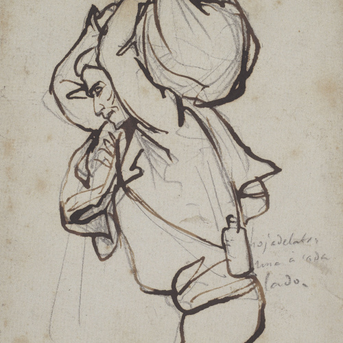 image for: Ramon Martí i Alsina - Esbós d&#039;un home caminant amb un farcell - Cap a 1860-1865