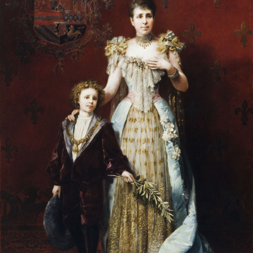 image for: Francesc Masriera - La reina regent Maria Cristina d&#039;Habsburg i el seu fill Alfons XIII - 1892
