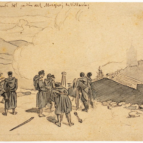 image for: Josep Lluís Pellicer - Bateria Krupp enfrente del jardín del marqués de Villarias - 1874