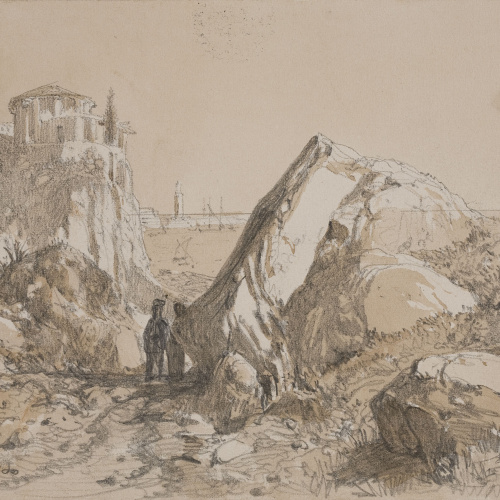 image for: Lluís Rigalt - Paisatge rocós a la vora de la mar - Cap a 1874
