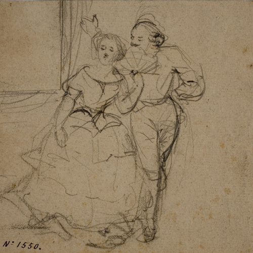 image for: Ramon Martí i Alsina - Parella en actitud amorosa - Cap a 1850
