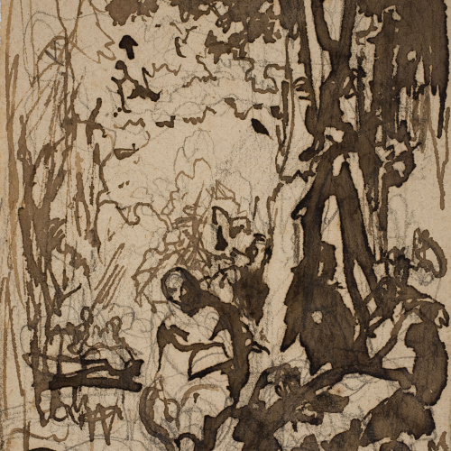 Ramon Martí i Alsina - Estudi de paisatge i figures - Cap a 1865-1870 image for: Ramon Martí i Alsina - Estudi de paisatge i figures - Cap a 1865-1870