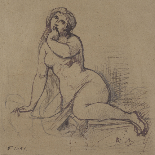 image for: Ramon Martí i Alsina - Nu femení - Cap a 1850-1855
