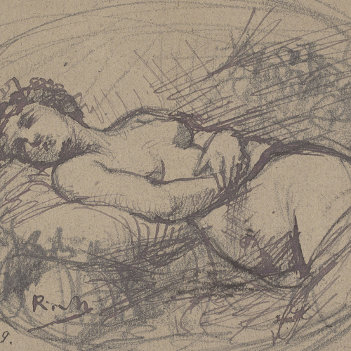 image for: Ramon Martí i Alsina - Nu femení ajagut - Cap a 1860-1865