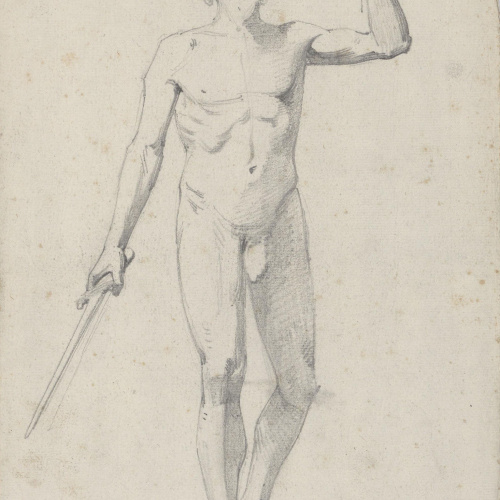 image for: Claudi Lorenzale - Nu masculí amb espasa - Cap a 1850-1855