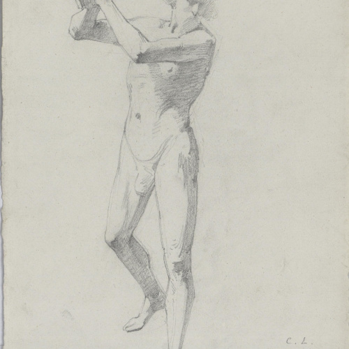 image for: Claudi Lorenzale - Nu masculí amb una espasa - Cap a 1850-1855