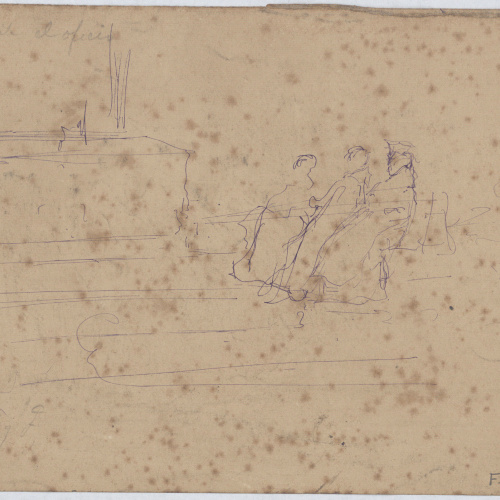 image for: Arcadi Mas i Fondevila - Durant l'ofici (anvers) / Durant l'ofici. Apunt (revers) - Cap a 1892-1899 [1]