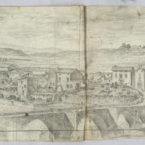 image for: Pau Rigalt - Vista panoràmica d&#039;un poble - Cap a 1820-1840