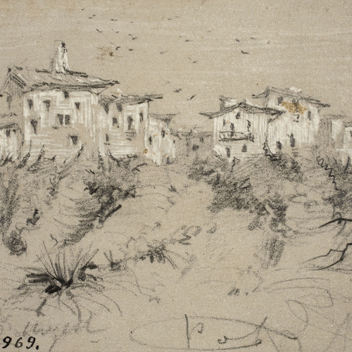 image for: Modest Urgell - Vista d'un poble - Cap a 1861-1888