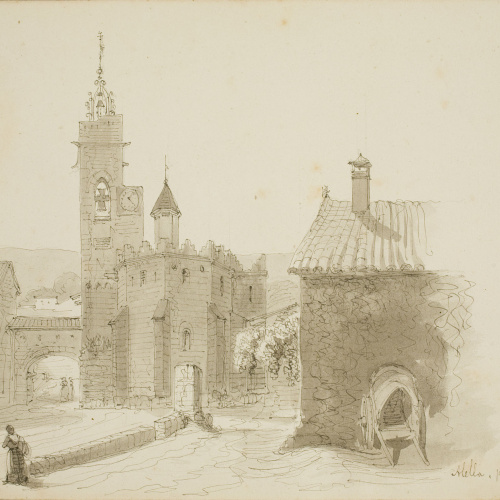 image for: Lluís Rigalt - Alella. Plaza mayor - Cap a 1850
