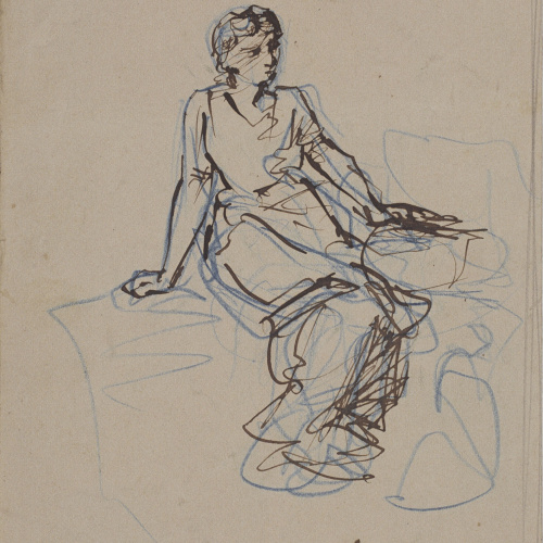 image for: Ramon Martí i Alsina - Dona asseguda - Cap a 1860-1870
