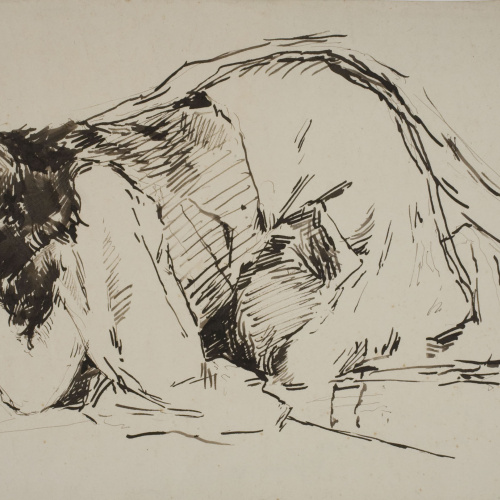 image for: Antoni Fabrés - Estudi per al quadre «La farsa dels ploraires» - Cap a 1877