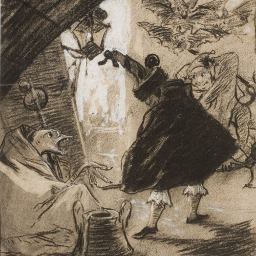 image for: Antoni Fabrés - Composició fantàstica - Cap a 1905